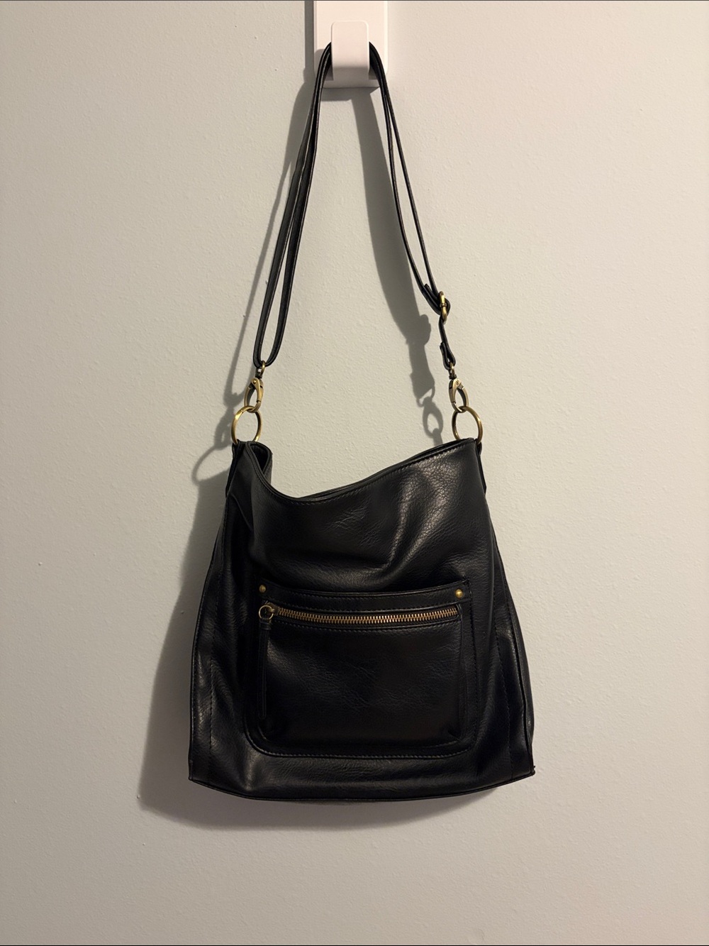 Relic Black Shoulder Bag with Gold Hardware